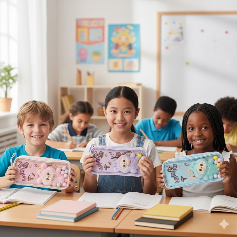 CARTUCHERA DE LABUBU QUE COMBINA ORGANIZACION IMPECABLE CON DISEÑO IRRESISTIBLE 3 COLORES