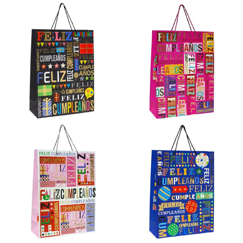 BOLSA DE REGALO DE FELIZ CUMPLEAÑOS GRANDE 30X12X40CM