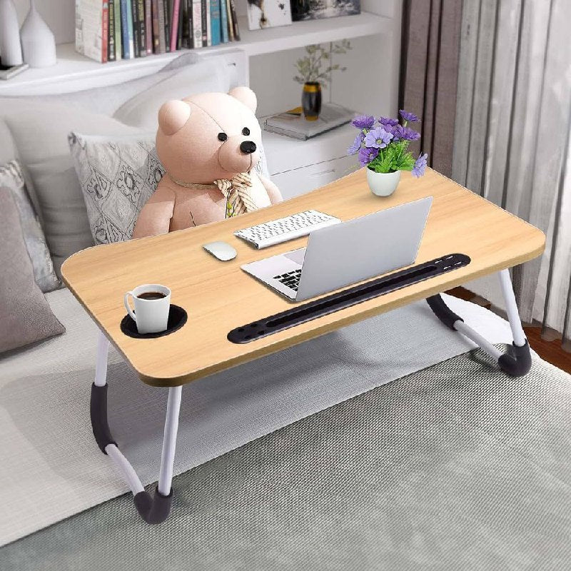 MESA PLEGABLE DE MADERA PARA COMPUTADORA PORTATIL EN EL SOFA O LA CAMA, BANDEJA AUXILIAR MULTIUSOS PARA DESAYUNO, LEER O  TRABAJAR