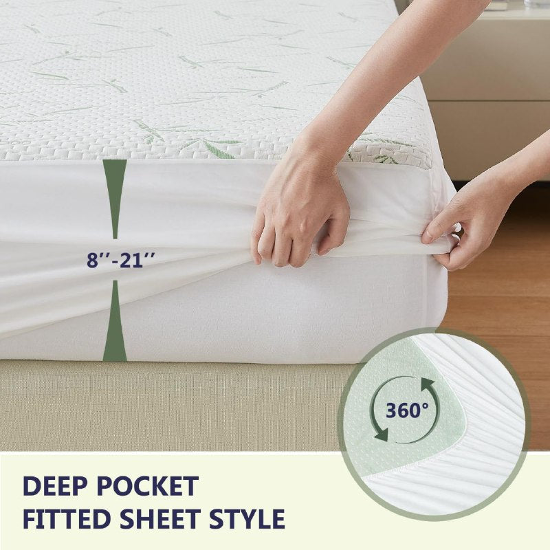 PROTECTOR DE COLCHON RESISTENTE A OLORES, ANTIBACTERIAL DE FIBRA DE BAMBO KING BEDTIME BAMBOO