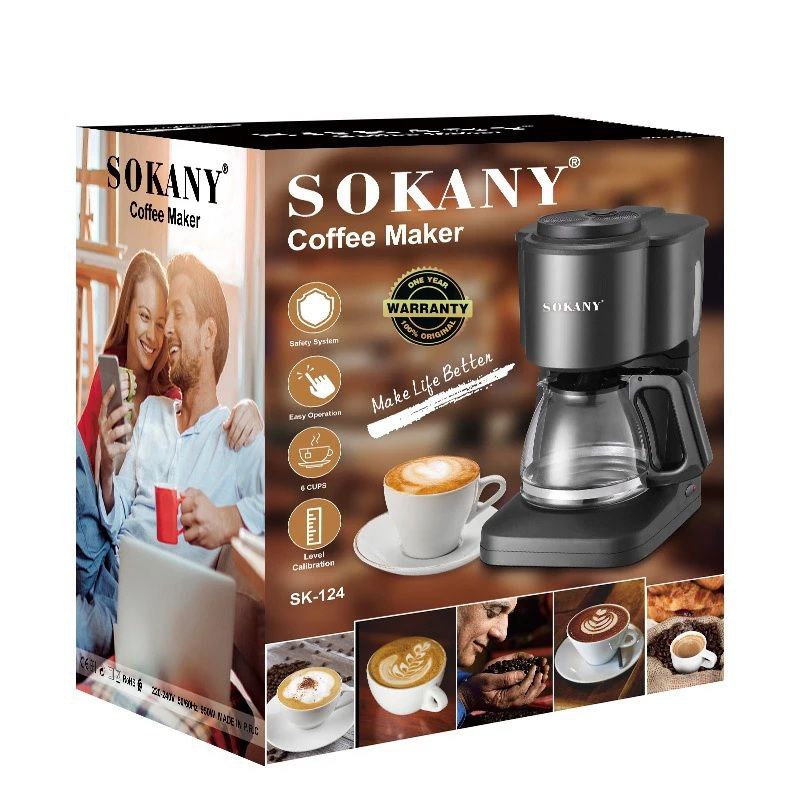 MAQUINA CAFETERA DE 6 TAZAS, OPERACION FACIL SK-124 SOKANY