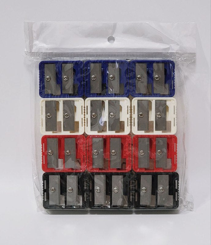 SACAPUNTAS DE LAPIZ DELINEADORES DE OJOS, LABIOS, ETC DOBLE HOJA ANTIOXIDO 4 COLORES