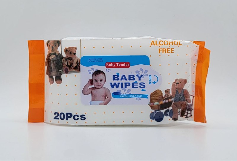 TOALLITAS PARA BEBE PERFUMADAS FRESCAS SIN ALCOHOL BABY TENDER 20UND