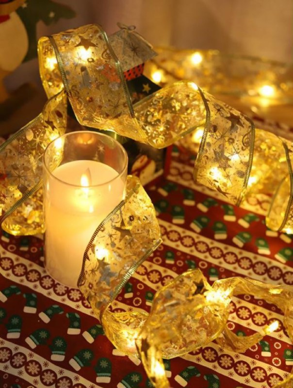 LUCES DECORATIVAS NAVIDEÑAS CINTA CON LUZ LED BRILLANTE DECORACION PARA ARBOL DE NAVIDAD, INTERIOR O EXTERIOR COLOR DORADO DE BATERIAS, 5 METROS