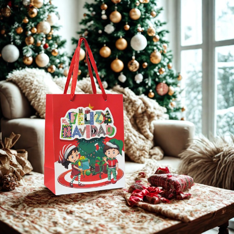 BOLSA DE REGALO NAVIDEÑA PAQUEÑA 18X23X10CM