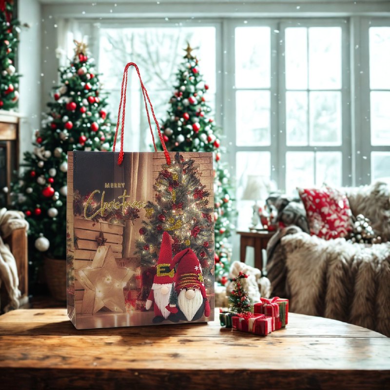 BOLSA DE REGALO NAVIDEÑA PEQUEÑA 19.5X23.5X8CM