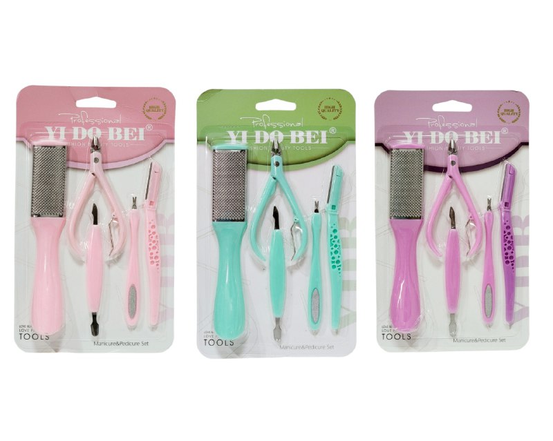 SET DE PEDICURA Y MANICURA PROFESIONAL DE 5 PIEZA, ELIMINAN DUREZAS Y PIEL MUERTA Y SUAVIZAN LA PIEL YI DO BEI