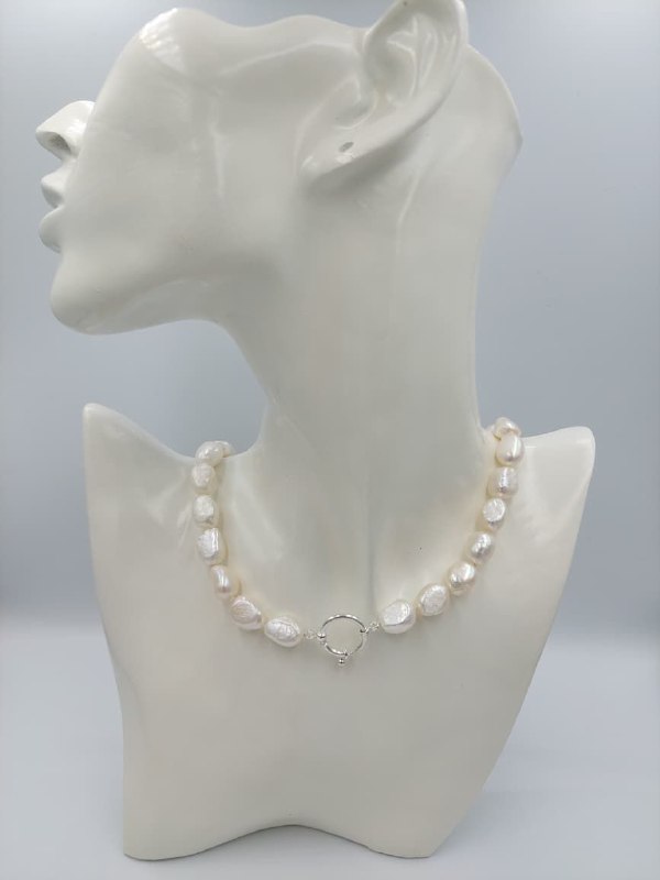 COLLAR DE JOYERIA ARTESANAL DE PLATA 9.25 DE PERLA DE RÍO ALECOLL010