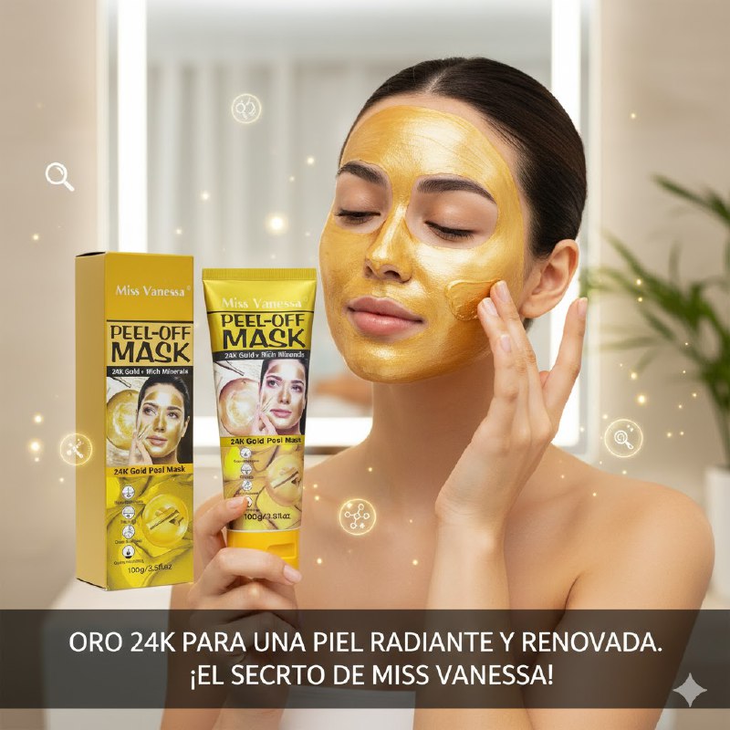 MASCARILLA FACIAL EXFOLIANTE CON ORO 24K LIMPIA LOS PUNTOS NEGROS Y LA GRASA MISS VANESSA 100G