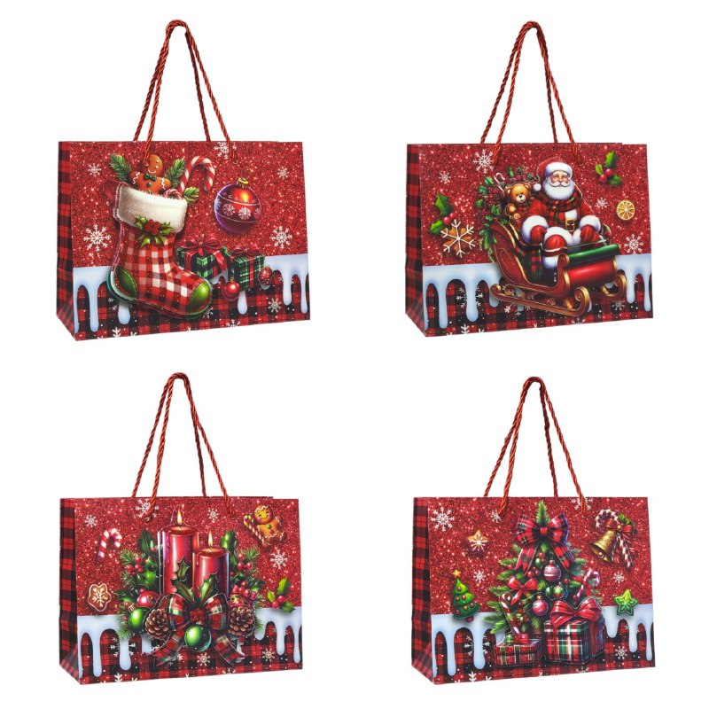 BOLSA DE REGALO NAVIDEÑA PEQUEÑA HORIZONTAL 24X18X10CM