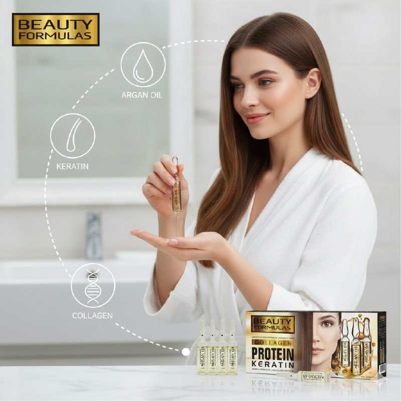 ACEITE PARA EL CABELLO EN AMPOLLAS DE KERATINA Y VITAMINAS DA ELASTICIDAD Y SUAVIZA BEAUTY 13MLX10UND