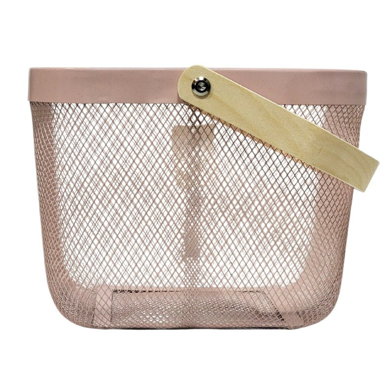 CANASTA ORGANIZADORA DE ALMACENAMIENTO MULTIUSOS CON ASA DE MADERA NATURAL, DISEÑADA PARA ORGANIZAR Y DECORAR CUALQUIER ESPACIO DEL HOGAR 4 COLORES