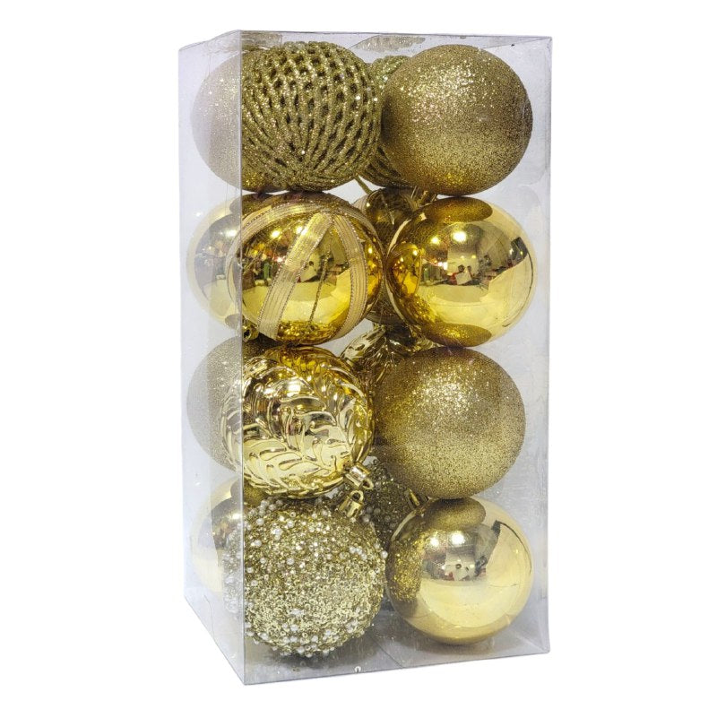 DECORACION ADORNO NAVIDEÑO PAQUETE DE 16 BOLAS DECORATIVAS, 8CM 49X49X65 IDEALES PARA DARLE UN TOQUE UNICO A TU ARBOL DE NAVIDAD