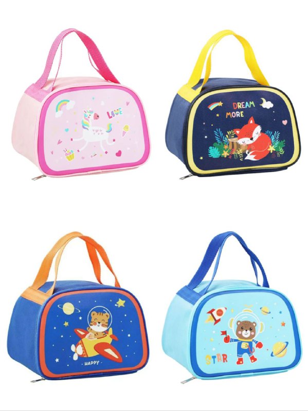 LONCHERA TERMICA PARA NIÑOS, PRACTICA Y DIVERTIDA 4 DISEÑOS 22X16CM