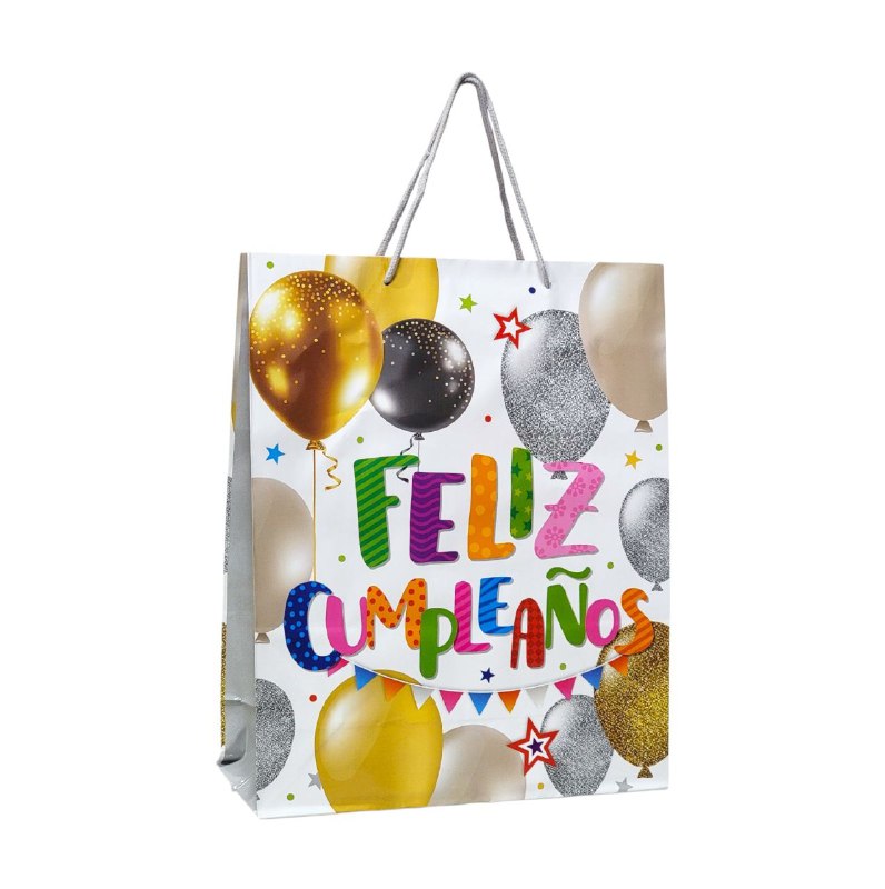 BOLSA DE REGALO FELIZ CUMPLEAÑOS MEDIANA 26X32X10CM