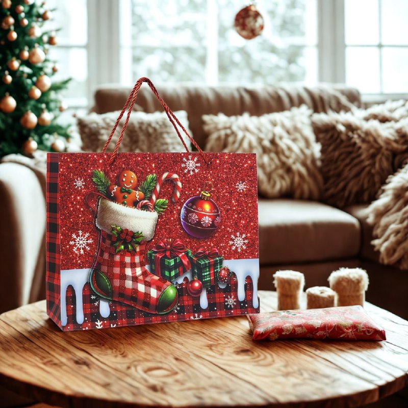 BOLSA DE REGALO NAVIDEÑA MEDIANA HORIZONTAL 32X25.5X11CM