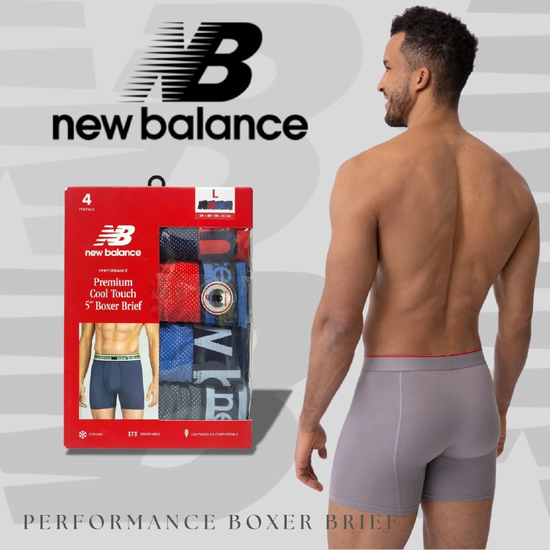 ROPA INTERIOR PARA CABALLERO NEW BALANCE PREMIUM COOL TOUCH 4 UNIDADES TALLA LARGE 36-38 (L)