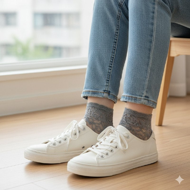 MEDIAS DE CORTE BAJO TRANSPIRABLES ANTIDESLIZANTES PARA MUJERES TALLA UNICA STAY BEAUTIFUL, 5 ESTILOS