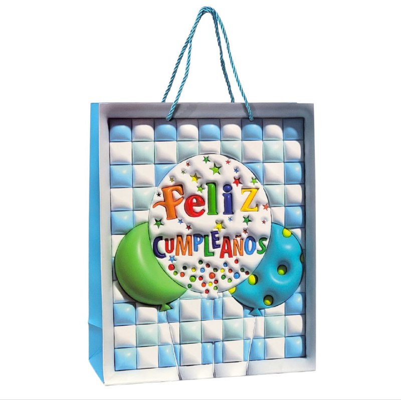 BOLSA DE REGALO FELIZ CUMPLEAÑOS MEDIANA 26X32X10CM
