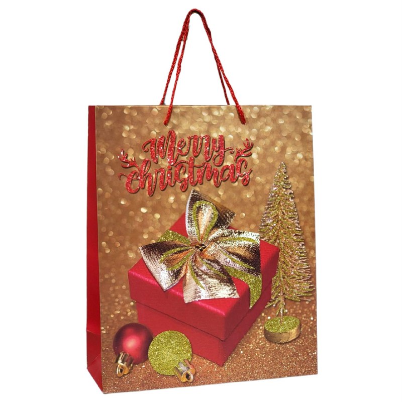 BOLSA DE REGALO NAVIDEÑA MEDIANA 32X26X10CM