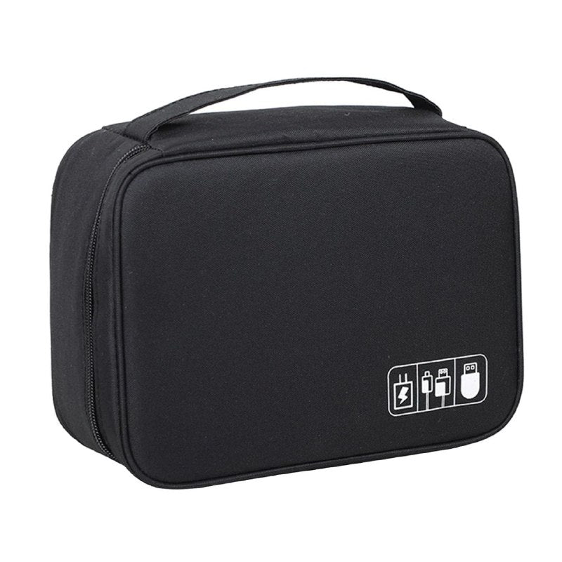BOLSO ORGANIZADOR DE CABLE RESISTENTE AL AGUA, PARA ARTICULOS ESENCIALES DE VIAJE, PORTATIL PARA CARGADORES Y CBALES 4 COLORES 24X8CM