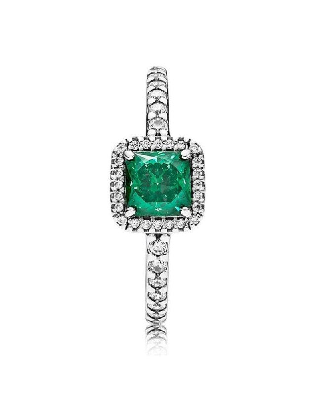 PANI2058C ANILLO CUADRADO PANDORA PIEDRA VERDE PANDORA, PLATA 925