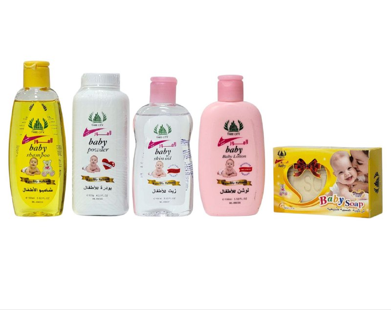 SET DE REGALO PARA EL CUIDADO DEL BEBE DE 5 PIEZAS, JABON 100G, TALCO 120G, LOCION 100ML, ACEITE 100ML, SHAMPOO 100ML TREE CITY BABY CARE