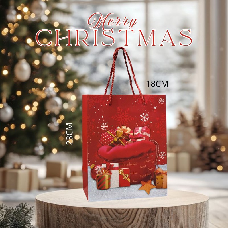 BOLSA DE REGALO NAVIDEÑA MEDIANA 18CMX13CM, 4 ESTILOS