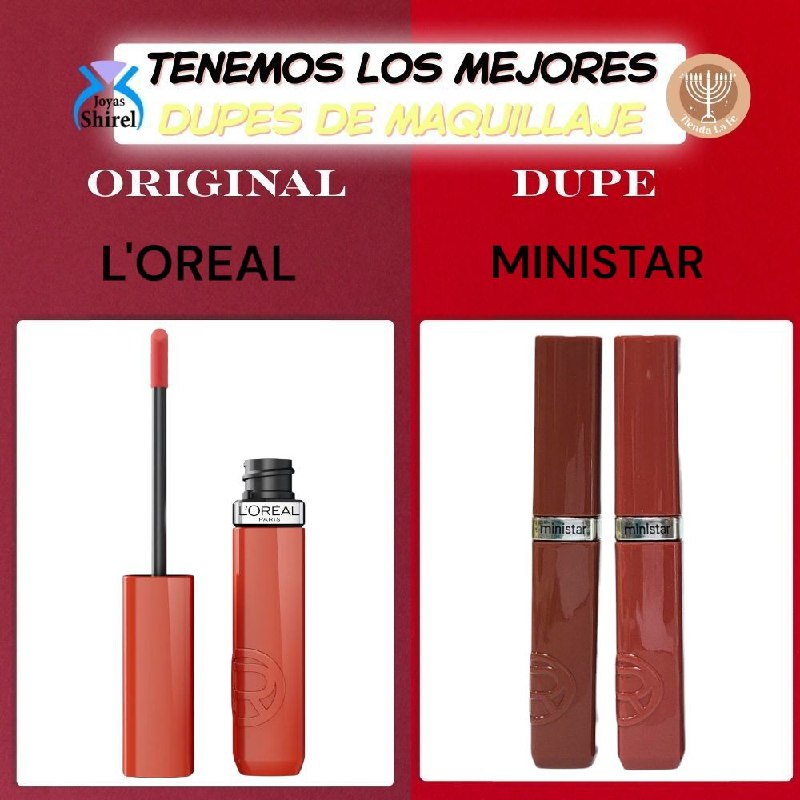 BRILLO LABIAL LIQUIDO 8ML, DUPE DE LOREAL, 8 TONOS MINISTAR