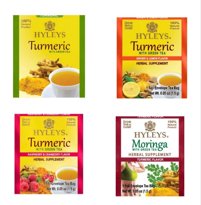 TE DE CURCUMA SUPLEMENTO HERBARIO APOYA LA SALUD GENERAL VARIOS SABORES DE TE HYLEYS 42UND