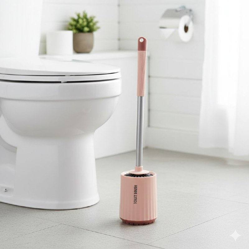 CEPILLO DE SILICONA PARA LAVAR BAÑO INODORO CON SOPORTE DE PARED ELEGANTE TOILET BRUSH 3 COLORES