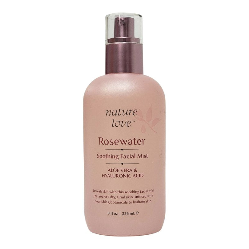 AGUA DE ROSAS FACIAL EN SPRAY REFRESCANTE REVITALIZANTE CON ALOE VERA Y ACIDO HIALURONICO NATURE LOVE 236ML