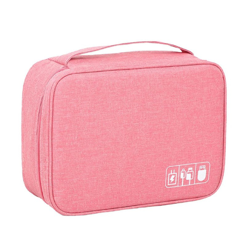 BOLSO ORGANIZADOR DE CABLE RESISTENTE AL AGUA, PARA ARTICULOS ESENCIALES DE VIAJE, PORTATIL PARA CARGADORES Y CBALES 4 COLORES 24X8CM