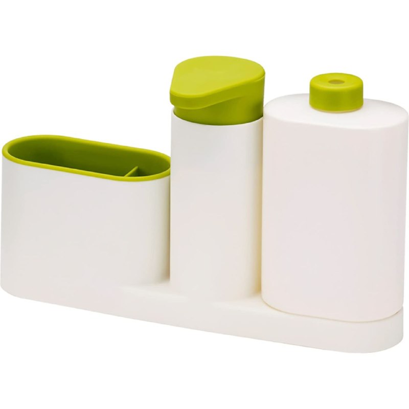 DISPENSADOR DE JABON LIQUIDO PARA COCINA, BAÑO,ETC, CON ORGANIZADOR PARA ESPONJAS Y CEPILLOS, MANTIENE ORDENADO TUS ESPACIOS