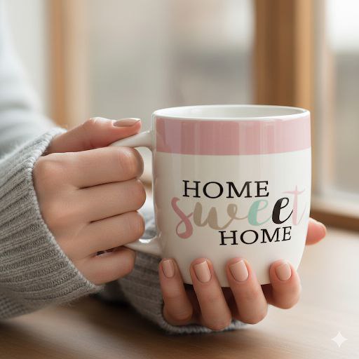 TAZAS DE CERAMICA DE ALTA RESISTENCIA CON ACABADO BRILLANTE Y DISEÑO ERGONOMICO 330ML, 9 ESTILOS