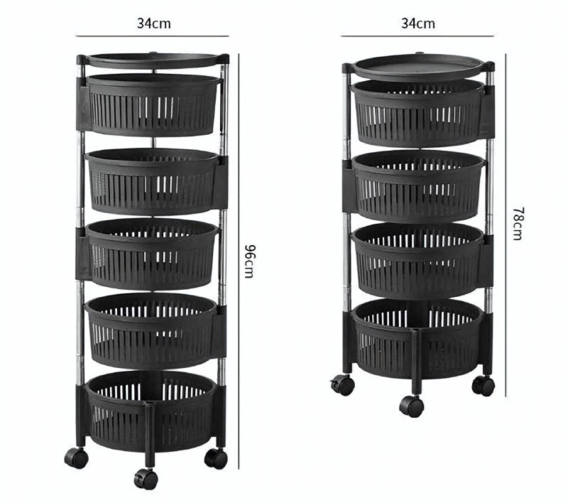 ESTANTE ORGANIZADOR DE ALMACENAMIENTO, CARRITO CON LLANTAS DE BLOQUEO, GIRATORIO DESMONTABLE, AHORRA ESPACIO EN COCINA, 5 NIVELES PARA FRUTAS O VERDURAS
