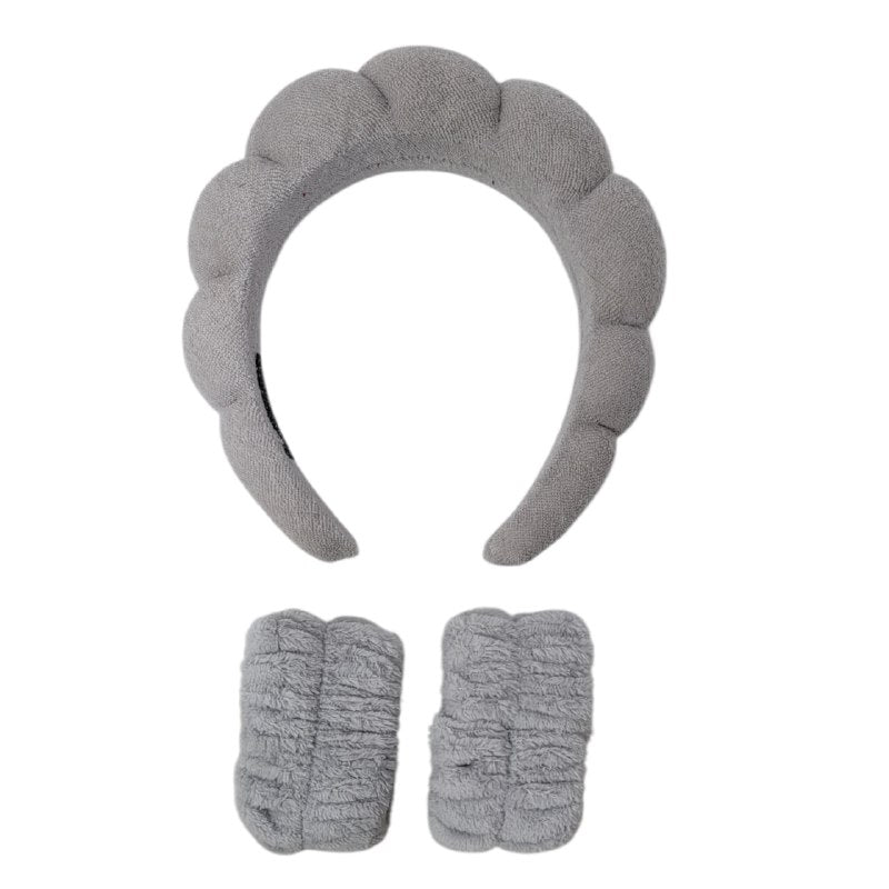 KIT DE CUIDADO FACIAL, DIADEMA Y MUÑEQUERA PARA SKIN CARE, 4 COLORES