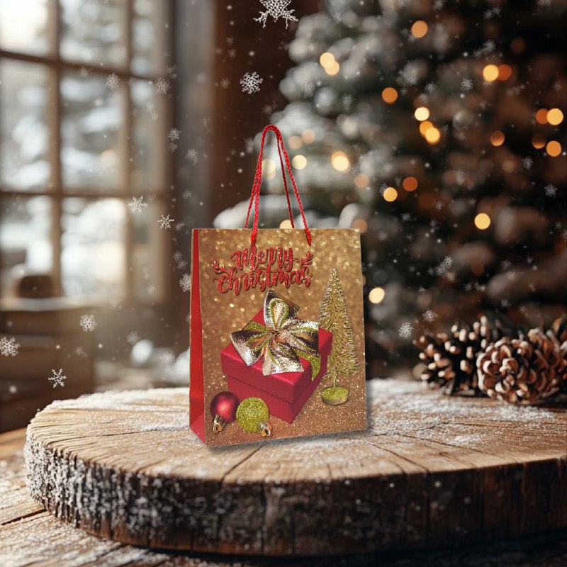 BOLSA DE REGALO NAVIDEÑA PEQUEÑA 19.5X23.5X8CM
