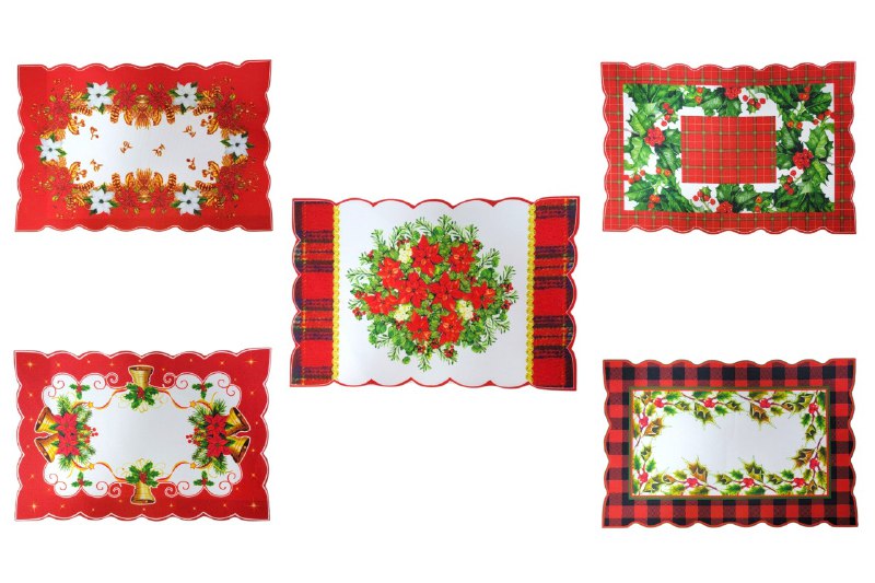 MANTEL NAVIDEÑO PARA MESA COMEDOR INDIVIDUALES FESTIVOS Y ELEGANTES, 5 ESTILOS