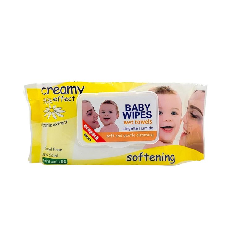 TOALLITAS HUMEDAS PARA BEBE CON EXTRACTO DE MANZANILLA SIN ALCOHOL CREAMY EFFECT 80UND