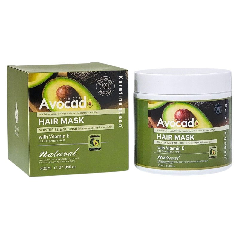MASCARILLA PARA EL CABELLO CON AGUACATE Y VITAMINA E KERATINE QUEEN 800ML