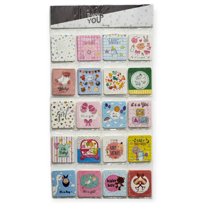 DECORACION ADORNO PAQUETE DE TARJETAS DE FELICITACIONES O ETIQUETAS DE REGALO CON TEMATICA DE BEBE BABY SHOWER 140UND