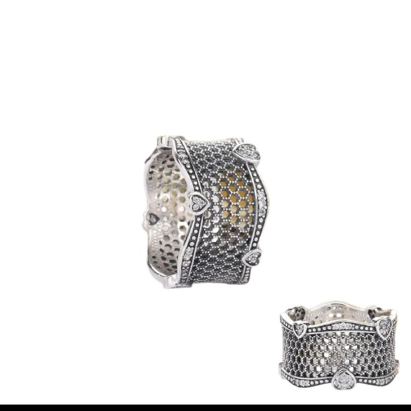 PANI917 FORMA MALLA Y CORAZONES PLATA 9.25