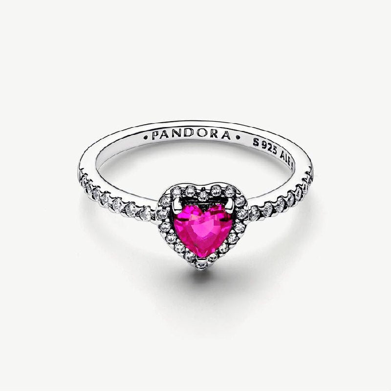 PANI1471B ANILLO PIEDRA EN FORMA DE CORAZON ROJO PANDORA, PLATA 925