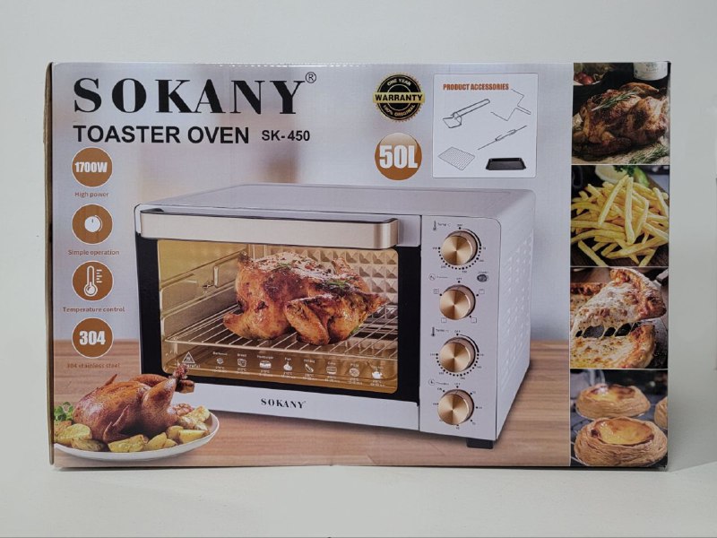 MAQUINA HORNO TOSTADOR 1700W ALTO VOLTAJE, CONTROL DE TEMPERATURA SK-450 SOKANY 50L