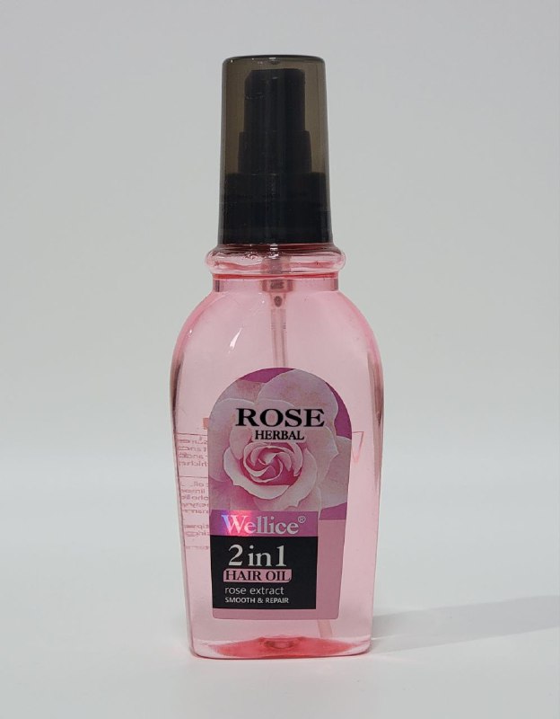 ACEITE PARA EL CABELLO CON ESENCIA DE ROSAS NATURALES Y VITAMINA B5, DEJA EL CABELLO SUAVE, LISO Y BRILLANTE ROSE HERBAL WELLICE 2 EN 1 120ML