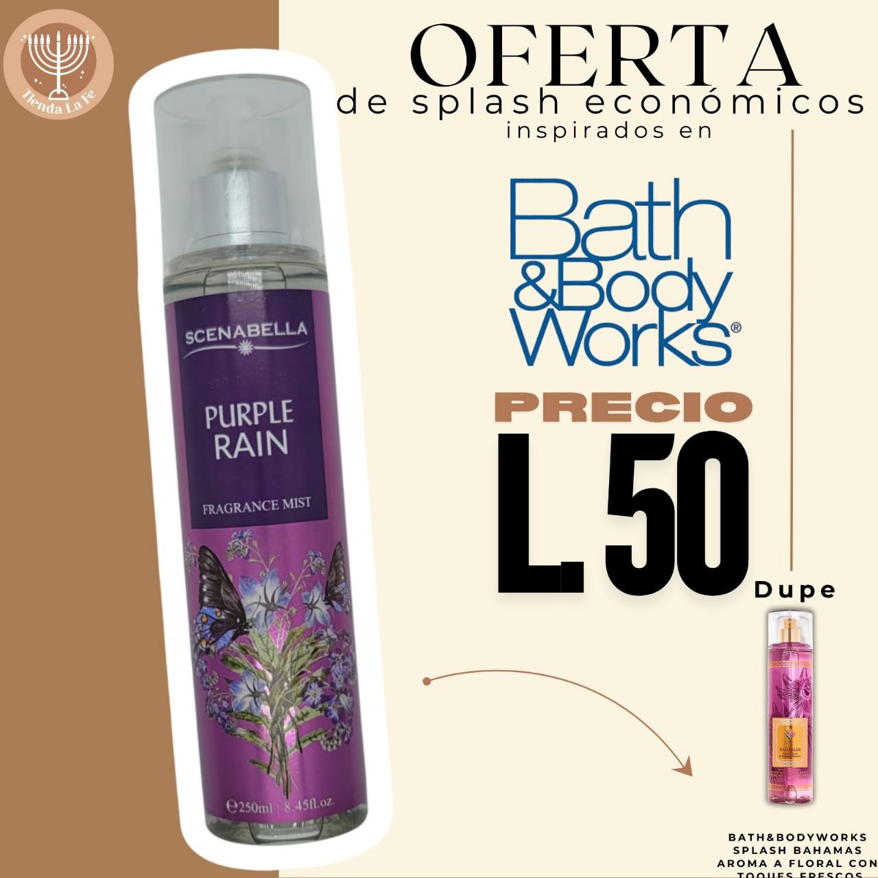 SPLASH SCENABELLA PURPLE RAIN 250ML (M) (DUPE BATH & BODY WORKS BAHAMAS)