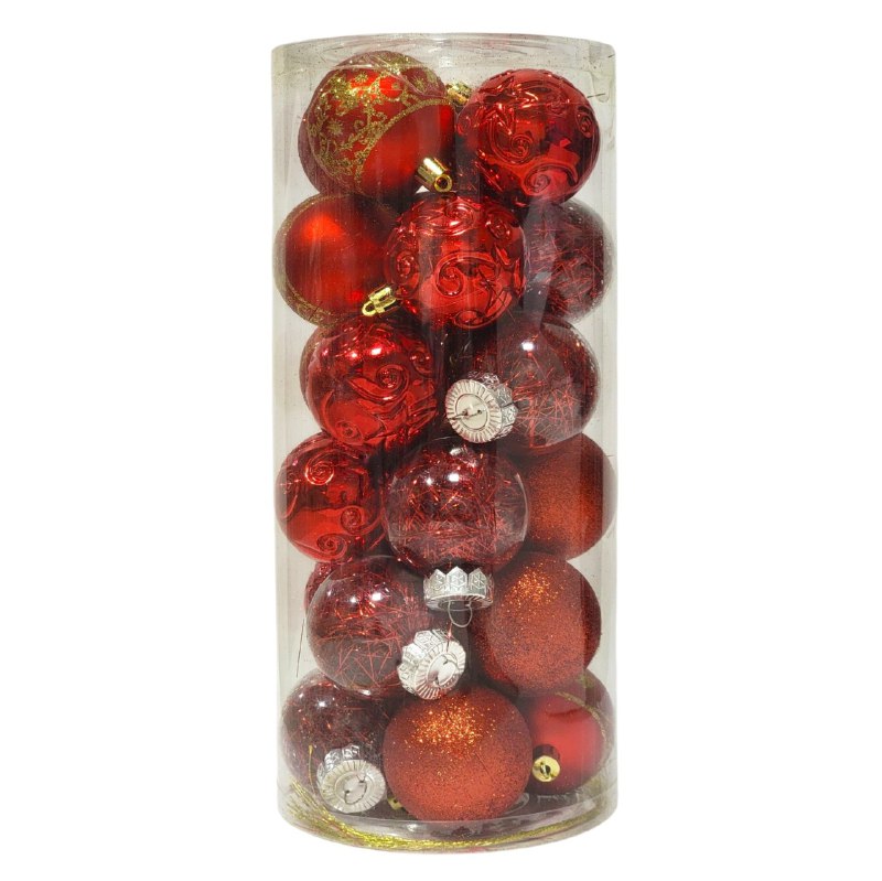 DECORACION ADORNO NAVIDEÑO PAQUETE DE 24 BOLAS DECORATIVAS,6 CM 42X70X64  IDEALES PARA DARLE UN TOQUE UNICO A TU ARBOL DE NAVIDAD