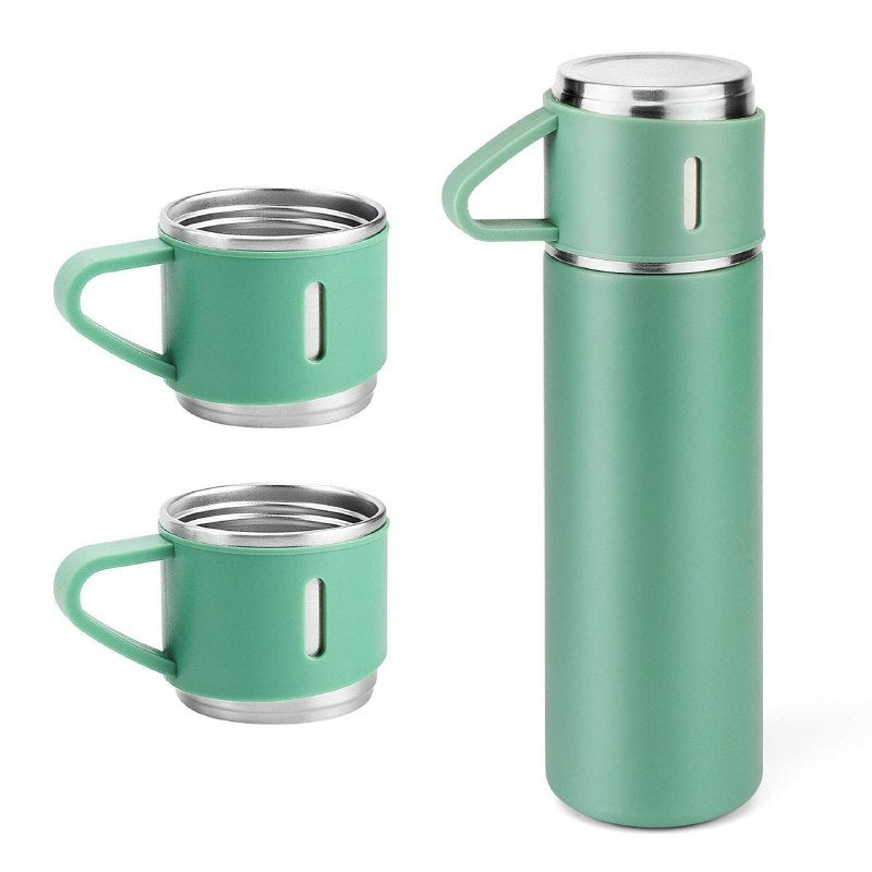 SET DE TERMO CON TAZAS DE ACERO INOXIDABLE 3 PIEZAS VACUUM FLASK 500ML