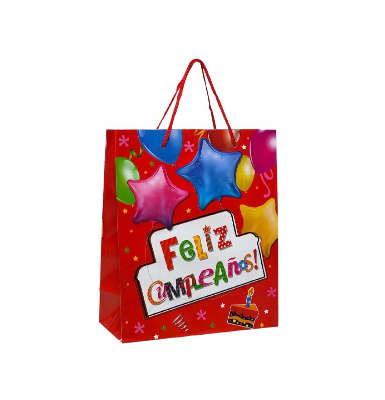 BOLSA DE REGALO FELIZ CUMPLEAÑOS PEQUEÑA 18X8X21.5CM